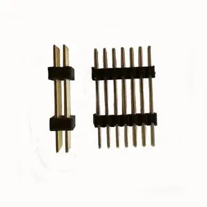 SMT SMD Vàng Nam Thẳng Pin Header Nối Nhà Sản Xuất Nhà Cung Cấp 2.54Mm Pitch Chiều Dài Tùy Chỉnh Hàng Đôi Cách Điện Kép