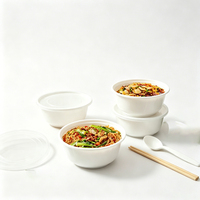Bol en plastique jetable TeGuan durable, écologique, compatible micro-ondes, noir, blanc, transparent, pour camping, préparation de repas, soupe, salade, nourriture