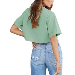 Camiseta Corta Holgada de Moda para Mujer, Camisa Informal de Algodón Transpirable para Uso Diario y Ropa Urbana - Product Image 4