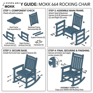 Fauteuil à bascule Adirondack MOKK série R 664 à dossier haut <span class=keywords><strong>en</strong></span> HDPE, résistant aux intempéries, robuste, pour patio, terrasse, jardin, véranda - Product Image 4