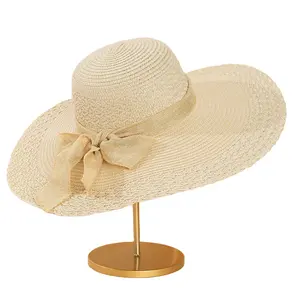 Fabricant de chapeau de plage en paille Panama d'été de qualité supérieure pour filles et femmes Casquette à large bord avec ruban