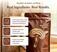 Poudre soluble de champignon Reishi pur naturel, marque privée OEM, polysaccharides de Ganoderma, stimule le système immunitaire, favorise le sommeil, antioxydant