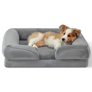 Sofa hewan peliharaan, dapat dilepas dan dicuci tahan air sedang dan besar kustomisasi anjing busa memori tempat tidur anjing