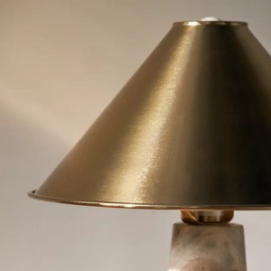 Modern Marble Table <b>Lamp</b> With Brass Shade Warm <b>Light</b> <b>LED</b> Bulb E27 Switch Control For Living Room Bedroom Decorative Lighting - Product Image 3