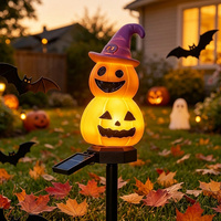 Lampu Taman Tenaga Surya LED 3W 600mAh Ip65 Lampu Tancap Bentuk Labu untuk Dekorasi Taman Halaman Halloween OEM ODM Grosir Label Pribadi