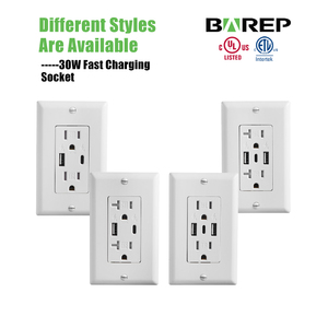 Barep ETL ช่อง15A USB 30W ช่องเสียบผนังพร้อมช่องเสียบ USB A & Single Type C สำหรับอุปกรณ์ไอโฟน/ไอแพด/แอนดรอยด์ - Product Image 6