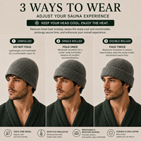 Chapeau de sauna en laine mérinos 100% premium, tricoté, doux et respirant, bonnet Banya, protection thermique, accessoire de soin des cheveux, personnalisation du logo