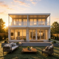 Maison modulaire de luxe extensible sur deux étages, personnalisée pour les clients haut de gamme, avec balcon en verre