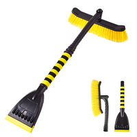Brosse à neige multifonctionnelle rotative 5-en-1 avec manche long extensible et double tête pour voiture, grattoir à glace et pelle à neige DIY OEM