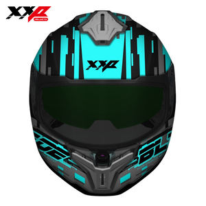 Casques de moto intégraux NEUFS avec grand spoiler, visière transparente, toutes saisons, boucle à dégagement rapide, taille XXL, XXP BLADE-X CYAN DOT ABS - Product Image 3