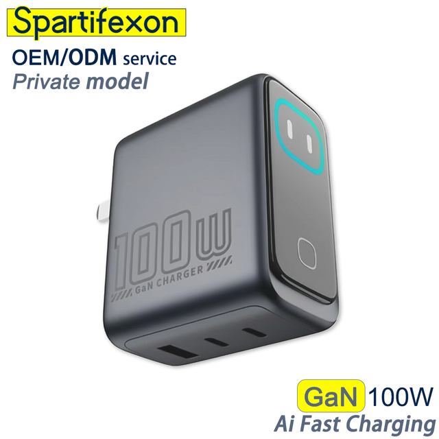 100W GaN Fireproof Charger With Display Ai Smart Fast Charging PD/Type-c/Usb-c Mobile Phone Laptop Charger With Digital Display