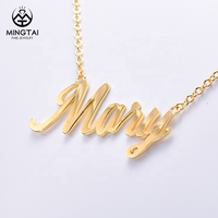 Collier personnalisé avec nom, plaque nominative de 2,86 grammes, lettre plaquée or, pendentif en argent 925 pour mariage ou fiançailles