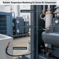 GAIMC GTS300 Pt100 Klasse B 3-Draht RTD Temperatursensor für Luftkompressor Edelstahlsonde 6x30mm Silikonkabel 1m