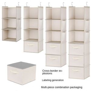 Organizador de Ropa Plegable Colgante de Gran Capacidad, Multicapa, Antipolvo, de Tela No Tejida, Lavable, Estilo Americano - Product Image 1