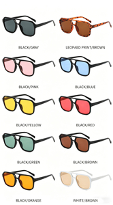 Occhiali da Sole Quadrati Classici con Doppio Ponte Personalizzabili con Logo, Colorati, Protezione UV400, Multicolore, Unisex per la Spiaggia - Vendita all'Ingrosso - Product Image 4