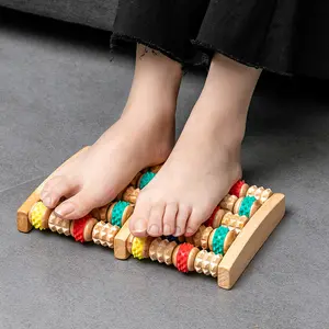 Acupressure Trigger Point Relax Pain Stress Relief Wooden Foot Massage Roller