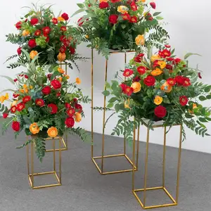 Venda quente Wedding Centerpieces Gold Metal Flower Stand Casamento Metal Iron Frame Estrada Leads Colunas