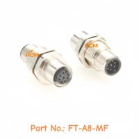 IP67 étanche M12 adaptateur de montage sur panneau de cloison arrière blindé M12 8 broches A-Code mâle à femelle connecteur circulaire industriel
