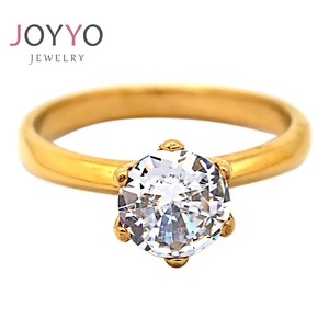 Anello di Fidanzamento Moderno in Moissanite di Alta Qualità, Placcato Oro in Acciaio Inossidabile, Fede Nuziale per Uomo e Donna - Product Image 1