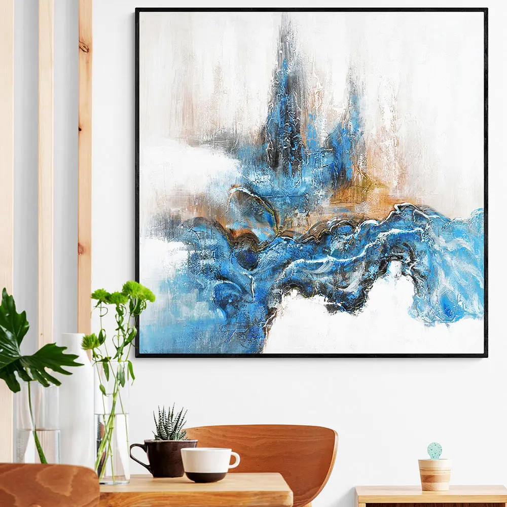 Oil Painting Foil Hand Painting Canvas Golden Nordic Landscape Handmade Abstract Wall Art Framed Canvas UV Printing 6 Color