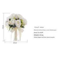 Bouquet de roses blanches artificielles de luxe avec perles et cristaux, bouquet de mariée, cadeau pour la fête des mères, pour maman, centre de table de mariage, décoration de la maison