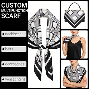 وشاح مطبوع من البوليستر معتمد من GRS، متعدد الاستخدامات للرأس والرقبة والكتف، زينة للحقائب، أوشحة بالجملة - Product Image 1