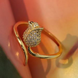 2026 Classic Trendy Mothers Day <b>Gift</b> Adjustable Rose Gold Plated Brass Cubic Zircon Engagement Ring for Women - Product Image 4