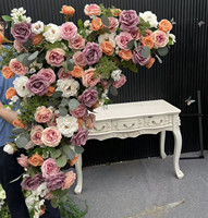 PPS Vente en gros de chemin de table en soie personnalisé, arrangement floral artificiel romantique rose et violet, centre de table pour décoration de mariage