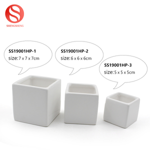 Usine en gros pas cher petit cube mini carré <span class=keywords><strong>blanc</strong></span> en céramique succulentes planteur pot de fleur - Product Image 3