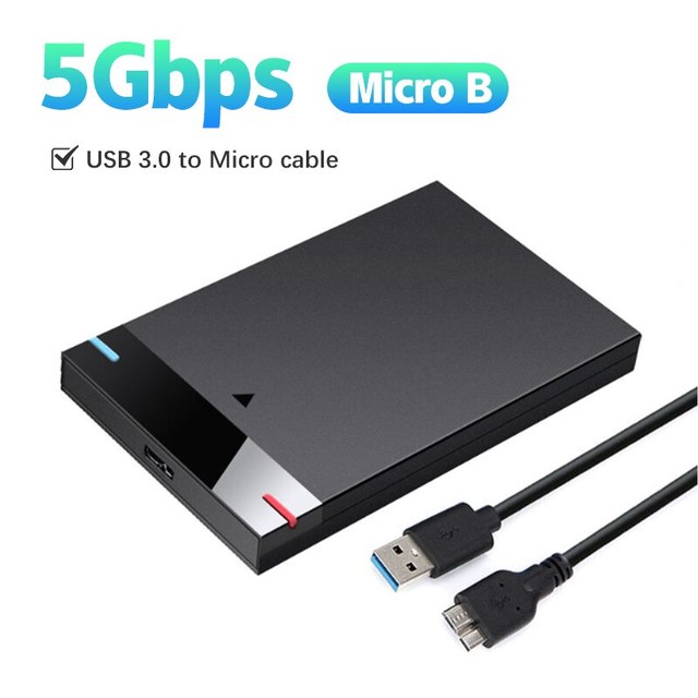Enclosure HDD Case 2.5 Inch Micro B USB 3.1 Type-C Cable External Hard Drive 5TB 5Gbps HD Portable Storage Device Support UASP