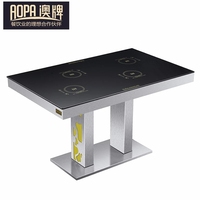 L'AOPA Service Personnalisé Commercial En Acier Inoxydable Rectangle Cadre Diviser Hot Pot Table À Manger