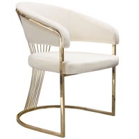 Chaise moderne nordique en velours noir et blanc Chaise de salon et de salle à manger de luxe avec cadre en métal doré poli
