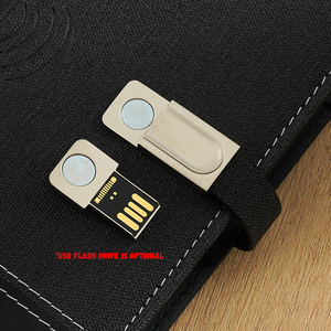 A5 <span class=keywords><strong>PU</strong></span> Bìa Máy Tính Xách Tay Ngân Hàng Điện Với Khóa Từ Tính Sạc Không Dây Máy Tính Xách Tay Với 3 Cáp USB Cho Điện Thoại Di Động - Product Image 5