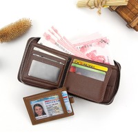 Bagsplaza grosir dompet pria kulit PU merek mewah Vintage gaya Retro penutupan terbuka dompet koin desain sederhana ramping