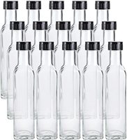 Bouteilles en verre de forme carrée de 200ml 250ml pour la cuisson de sauce piquante Sirop d'huile de palme d'olive Vinaigre de fleur de noix de coco Gelée à vis anti-fuite