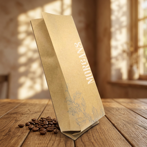 Sac en papier kraft à soufflets latéraux imprimé sur mesure, intérieur en aluminium, pochette d'emballage alimentaire de 1 kg pour grains de café et thé - Product Image 1