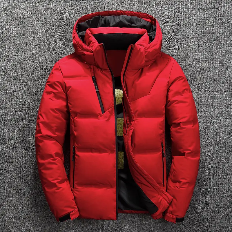 Jaket Hoodie Musim Dingin untuk Pria, Jaket Gelembung Bertudung Mode Musim Dingin Ukuran Ekstra Besar Tahan Air Warna Hitam Puffer untuk Pria