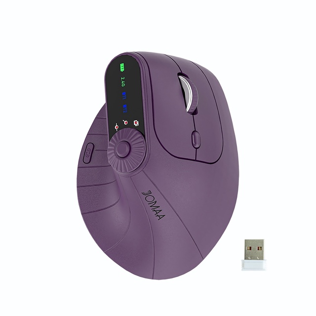 JOMAA Ergonomic Vertical Wireless Mouse Rechargeable 7-Button Right-Handed Optical USB Receiver Purple mouse