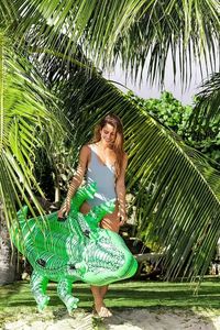 INTEX 58562 DEV Timsah Şeklinde Binilebilir Çocuk Şişme Yüzen Su Yatağı 4 Ağır Hizmet Tipi Kulplar PVC Malzeme 80kg Kapasite - Product Image 4