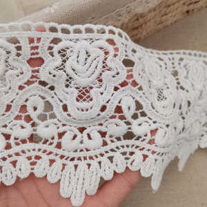 LACE DOG Borde blanco de alta calidad Ajuste de encaje de guipur 3 yardas Encaje festoneado de algodón Estilo vintage Excelentes aplicaciones de laminado - Product Image 5