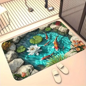 <span class=keywords><strong>Tapis</strong></span> d'entrée 3D Koi Puddle, design réaliste de poisson et de lotus, <span class=keywords><strong>tapis</strong></span> de sol doux et antidérapant, décoration d'<span class=keywords><strong>intérieur</strong></span> moderne et amusante - Product Image 3