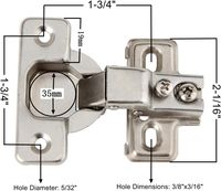 Charnière de porte d'armoire professionnelle en acier nickel satiné de 1/2 pouce avec cadre en acier de 35 mm en forme de coupelle, à fermeture lente bidirectionnelle
