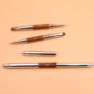 Pinceau à cheveux double face français et liner 2-en-1 pour nail art, poils Kolinsky ou nylon pour la conception d'ongles avec manche en bois - Product Image 6