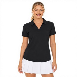 Polo de Manga Corta Negro para Mujer, Ligero, Informal, para Golf, Tenis, Deportes, Ropa Deportiva de Verano, Proveedor Mayorista - Product Image 2