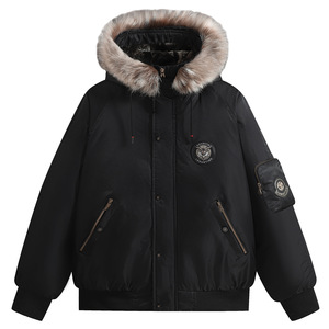 Veste bomber matelassée à col montant et à capuche de style vintage de luxe en gros, mode rétro, logo métallique, veste de vol matelassée, hiver - Product Image 1