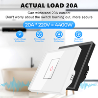 Interrupteur mural intelligent tactile WiFi Tuya 20A EU pour chauffe-eau, chaudière, climatiseur, minuterie, commande vocale Alexa Google Home