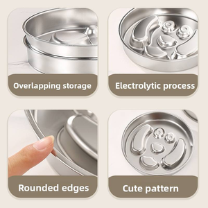 קערת האכלה איטית רב-קומתית מנירוסטה לכלבים וחתולים עם תאים נפרדים לניהול מנות - Product Image 2