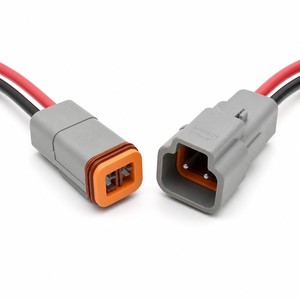 Kit Soket Steker Tersegel Deutsch DT 2-Pin IP67 6-Kit 16AWG Konduktor Tembaga Berlapis Timah 12V-48V DC 13A Heat Shrink Panjang Dapat Disesuaikan - Product Image 1