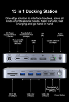 Base de Conexión Thunderbolt 5 15 en 1, Intel 8K120Hz HDTV DP 80Gbps 140W USB3.2 10Gbps NVMe SSD 2.5G LAN de Aluminio para MacBook y Windows