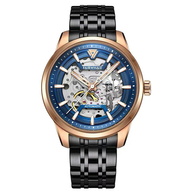 Mark Fairwhale Men's Automatic Mechanical Watch Bicycle Design Skeleton Exhibition Case Back Movement Sports Wristwatch FW-6230